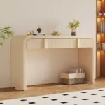 Wooden Console Table with 2 Drawers and Adjustable Foot Pads