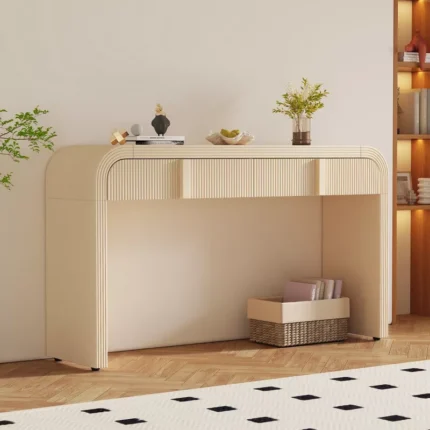 Wooden Console Table with 2 Drawers and Adjustable Foot Pads