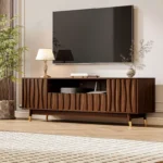 Wood TV Stand with 2 Drawers and 2 Cabinets – Modern Media Console