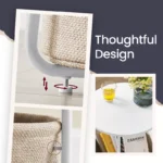 Small Round Side Table with Storage – Modern White End Table - Image 2