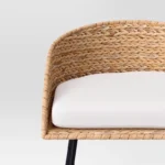 Woven Back Counter Height Barstool with Cushion – Sturdy Metal Frame Design - Image 5