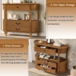 Wood Console Table with 3 Drawers - Image 3