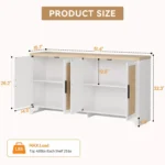 4-Door Sideboard Buffet Cabinet with Natural Rattan Design - Image 5