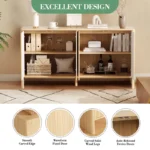 Wooden Sideboard Buffet with Fluted Design, Coffee Bar Console Table - Image 3