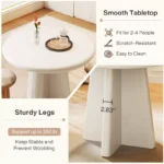 31.5" Round Dining Table for 2–4 People – White Solid Wood Pedestal Table - Image 6