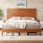 Mid-Century Modern Platform Bed with 48" Headboard
