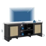 Rattan TV Stand for TVs Up to 70 Inches – Wooden Media Console - Image 5