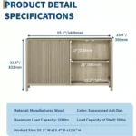 Fluted Sideboard Buffet Cabinet with Adjustable Shelves - Image 5