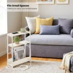 Side Table with Charging Station – Narrow 3-Tier End Table with Storage - Image 3