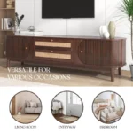 Rattan TV Stand for TVs Up to 75 Inches – Farmhouse Media Console - Image 4