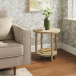 Wood Accent Table with Shelf – Natural Finish, Modern Square Side Table