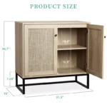 Sideboard Buffet Storage Cabinet with Rattan Doors - Image 4