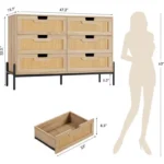 Modern Sideboard Buffet Cabinet with Glass Doors and 5 Drawers - Image 5