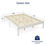 Solid Wood Platform Bed Frame with Wooden Slat Support – White (Queen Size) - Image 5