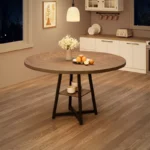 Round Dining Table Set with Gray Wooden Top & Black Metal Base – 47" Table for 4–6 People - Image 5
