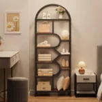 6-Tier Arched Bookcase – 81.7" Tall Geometric Open Storage Display Shelf - Image 2