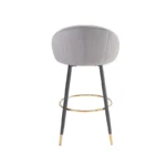 Modern Velvet Upholstered Bar Stools Set of 2 – Metal Frame with Cushioned Seat - Image 2