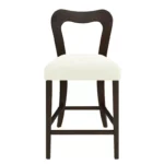 Solid Wood Open Back Counter Height Bar Stools with Cushioned Seat – Beige/Dark Brown, Set of 2 - Image 3