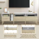 Modern TV Stand with 3 Drawers and Open Shelves – Media Console Table - Image 6