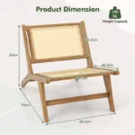 Wooden Chair with Handwoven Rattan Seat & Backrest – Solid Teak Frame, Natural Design - Image 4