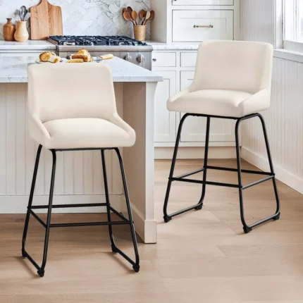 Swivel Bar Stools Set of 2 with Iron Frame – Sturdy & Modern Design