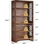 6-Tier Vintage Wooden Bookshelf – 70.8" Tall Bookcase for Home & Office - Image 4