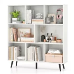 8-Cube 3-Tier Bookcase with Metal Legs – Modern Storage Organizer Shelf for Home & Office - Image 8
