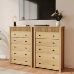 Chest of Drawers Nightstand with Fluted Design – Modern 5-Drawer Storage Unit - Image 5