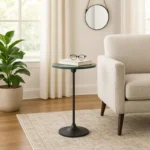 Metal Side Table – Slim Black Accent Table for Small Spaces