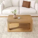 Plank + Beam Solid Wood 40" Modern Rectangular Coffee Table with Storage Shelf - Image 3