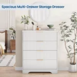 Fluted Sideboard for Bedroom with 4 Drawers, Modern Storage Cabinet - Image 2
