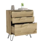 Beige 3-Drawer Wood-Finish Storage Cabinet for Living Room & Entryway - Image 2