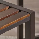 Set of 2 Lilith Acacia Wood Bar Stools with Low Back – Dark Brown Finish, Square Seat Design - Image 2