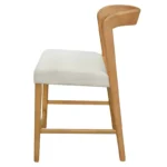 Upholstered Counter Stools with Curved Open Back Set of 2 – Rubberwood Frame - Image 3