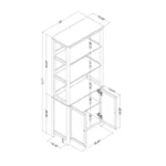 Traditional Bookcase with Cabinet – Classic White Storage Shelf with Open Shelves & Closed Storage - Image 3