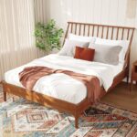 Mid-Century Modern Solid Bamboo Wood Spindle Platform Bed Frame - Image 4