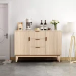 Modern Fluted Sideboard Buffet Cabinet with Drawers, Doors & Storage Shelves - Image 2