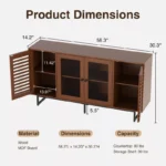 Sideboard Buffet Cabinet with Tempered Glass Doors, Built-In Display Lighting & Adjustable Shelves - Image 4