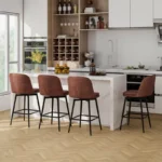 27-Inch Swivel Bar Stool Set with Padded Seat, Metal Legs & Footrest – Mid-Back, Set of 2 or 4 - Image 3