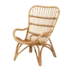 Modern Bohemian Natural Brown Rattan Armchair - Image 3