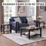 Vintage Round Nesting Coffee Table Set with Bamboo-Shaped Glass Doors - Image 5