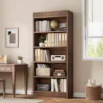 Wooden Tall Walnut Bookshelf – 5-Tier Storage Rack for Home & Office - Image 2