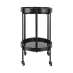 Modern Oval Bar Cart with 2 Tempered Glass Shelves and Casters - Image 3