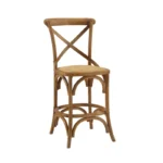 Upholstered Counter Height Barstool in Gray – Rustic Wood Frame Design - Image 2