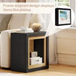 Wood End Table with Frame-Inspired Design – Black Top & Brown Frame - Image 4