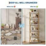 6-Tier Industrial Bookshelf – 71 Inch Tall Narrow Storage Rack with Metal Frame - Image 4