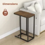 C-Shaped Side Table – Industrial Sofa Table with Wood Top and Metal Frame - Image 4