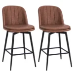 27-Inch Swivel Bar Stool Set with Padded Seat, Metal Legs & Footrest – Mid-Back, Set of 2 or 4 - Image 4