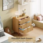 Fluted Modern Nightstand Chest of Drawers with Deep Storage - Image 3