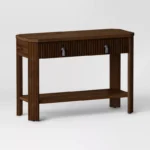 Fluted Wooden Console Table in Brown Finish - Image 5